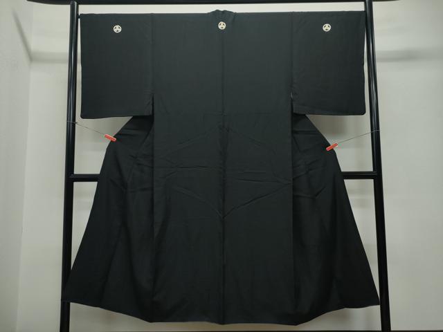 平和屋着物●男性　黒紋付　正絹　逸品　CAAT0548dy