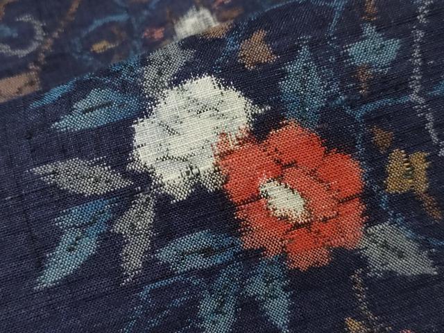 平和屋着物○小千谷紬 草花文 正絹 逸品 CAAT0550dy