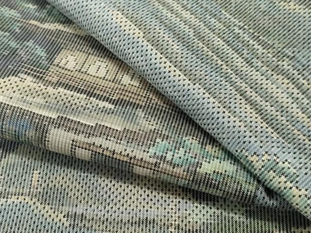 平和屋着物●都喜ヱ門　本場大島紬　7マルキ　風景文　藤絹織物謹製　正絹　逸品　CAAT0554dy