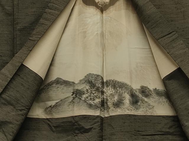 平和屋着物○男性 紬 アンサンブル 媚茶色 正絹 逸品 DAAV1313tw