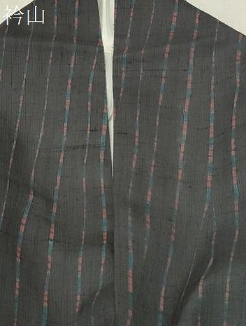 平和屋着物●伝統工芸士　七代目　吉澤与市　紬　変わり縞　正絹　逸品　AABG4741fy 平和屋着物○伝統工芸士 七代目 吉澤与市 紬 変わり縞 正絹 逸品