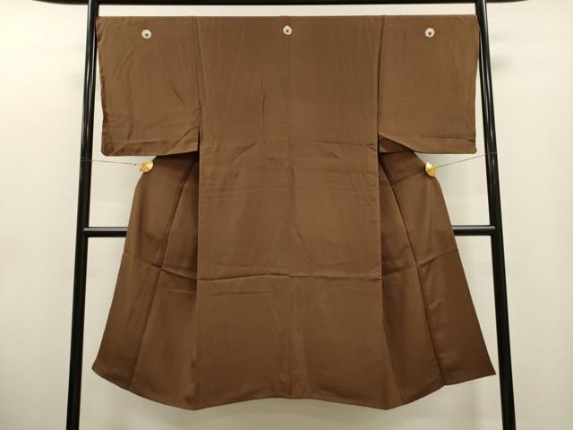 平和屋着物▽男性　色紋付　単衣　黒茶色　正絹　逸品　CAAT0734dy 平和屋着物▽男性 色紋付 単衣 黒茶色 正絹 逸品 CAAT0734dy