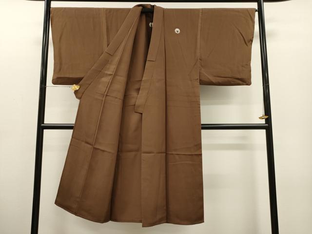 平和屋着物▽男性　色紋付　単衣　黒茶色　正絹　逸品　CAAT0734dy 平和屋着物▽男性 色紋付 単衣 黒茶色 正絹 逸品 CAAT0734dy