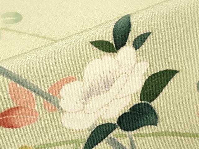平和屋着物▽本加賀友禅作家　南克治　訪問着　単衣　枝花文　正絹　逸品　CAAT0736dy_7