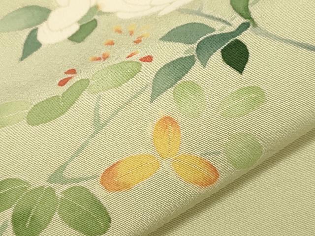 平和屋着物▽本加賀友禅作家　南克治　訪問着　単衣　枝花文　正絹　逸品　CAAT0736dy_6