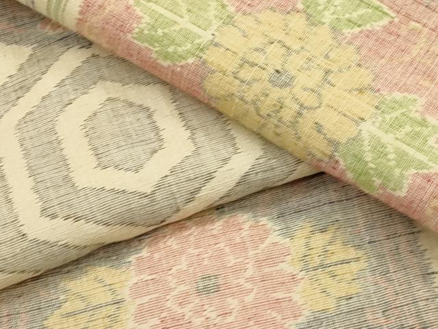 平和屋着物▽上質な紬　単衣　亀甲花間道　正絹　逸品　CAAT0751dy