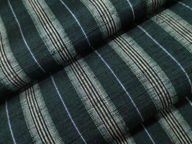 平和屋着物▽上質な紬 　単衣　縞 　正絹　逸品　未使用　CAAT0755dy