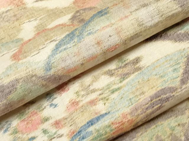 平和屋着物▽小千谷紬　単衣　地紙草花文　正絹　逸品　CAAT0777dy