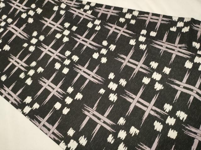 平和屋着物○九寸名古屋帯 風通稜織 吉祥文 黒地 正絹