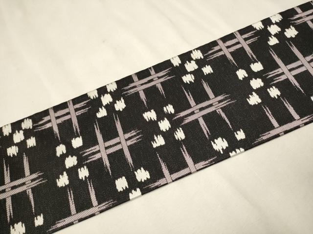 平和屋着物○九寸名古屋帯 風通稜織 吉祥文 黒地 正絹
