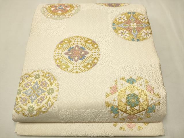 平和屋着物●六通柄袋帯　唐織紀行　花丸文　金糸　正絹　逸品　CAAT0847hy