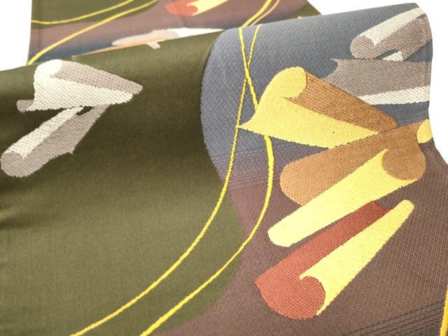 平和屋着物○六通柄袋帯 流水絵巻文 正絹 逸品 CAAT0848hy