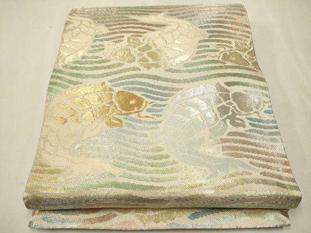 平和屋着物●六通柄袋帯　荒磯錦文　金銀糸　正絹　逸品　CAAT0849hy
