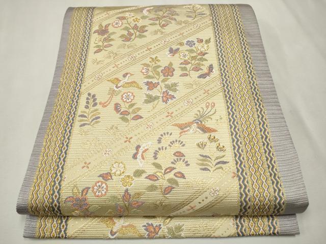 508my67◇宝尽くし 飛鶴 松竹梅 吾妻小紬 作家物 唐織 金糸 六通 袋帯 508my67◇宝尽くし 飛鶴 松竹梅 吾妻小紬 作家物 唐織 金糸 六通