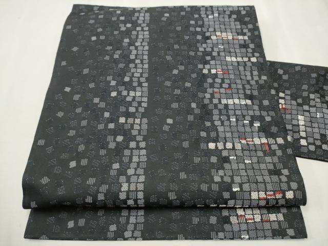 平和屋着物●九寸名古屋帯　吉祥文　黒地　正絹　逸品　CAAT0886hy