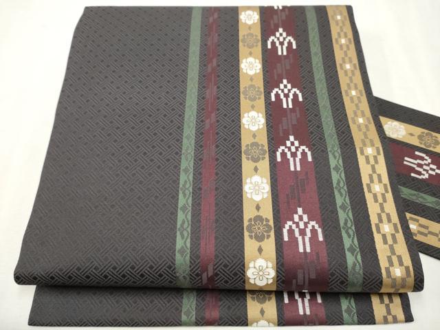 平和屋着物●九寸名古屋帯　琉球絣文様　正絹　逸品　CAAT0890hy