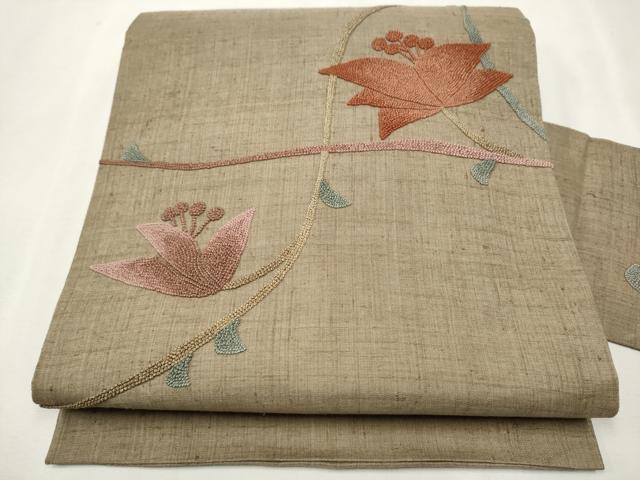 平和屋着物○中国三大刺繍 相良刺繍 総刺繍 九寸名古屋帯