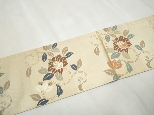 平和屋着物○西陣 長谷川織物 九寸名古屋帯 北欧夢唐花 金糸 正絹 