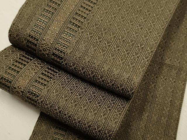 平和屋着物●男性　本場筑前博多織　角帯　間道　正絹　逸品　CAAT0959hy