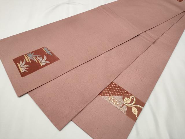 平和屋着物●太鼓柄袋帯　紬地　総刺繍　短冊吉祥文　金糸　正絹　逸品　CAAT1021hy 平和屋着物○太鼓柄袋帯 紬地 総刺繍 短冊吉祥文 金糸 正絹