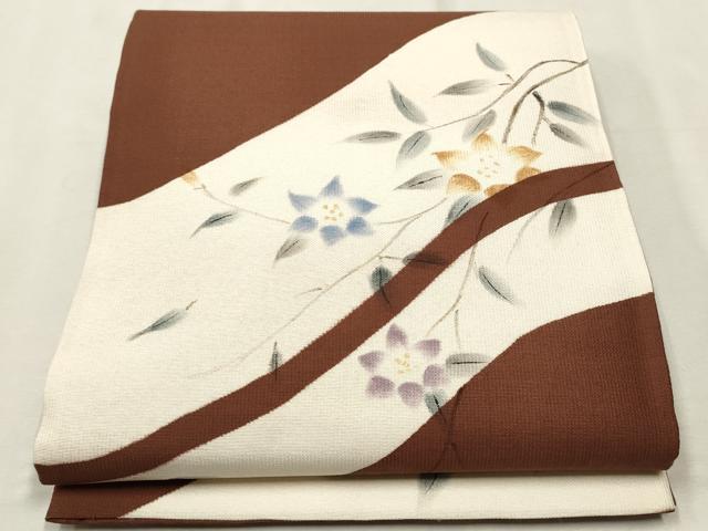 平和屋着物●六通柄袋帯　手描き　枝花文　金彩　正絹　逸品　CAAT1042hy