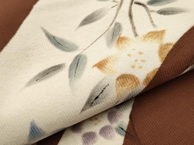 平和屋着物○六通柄袋帯 手描き 枝花文 金彩 正絹 逸品 CAAT1042hy
