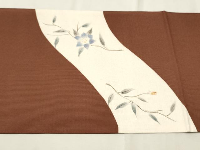 平和屋着物●六通柄袋帯　手描き　枝花文　金彩　正絹　逸品　CAAT1042hy 平和屋着物○六通柄袋帯 手描き 枝花文 金彩 正絹 逸品 CAAT1042hy