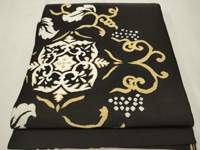 平和屋着物○八寸名古屋帯 綴れ 花唐草文 金糸 正絹 逸品 CAAR7936hy