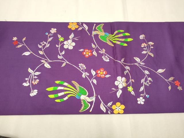 平和屋着物●龍村美術織物　たつむら　六通柄　本袋帯　花喰舞鳥文　金銀糸　正絹　逸品　CAAT1160hy 平和屋着物○龍村美術織物 たつむら 六通柄 本袋帯 花喰