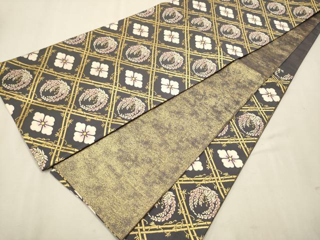 平和屋着物○六通柄袋帯 唐織 菱花文 金糸 正絹 逸品 CAAT1164hy