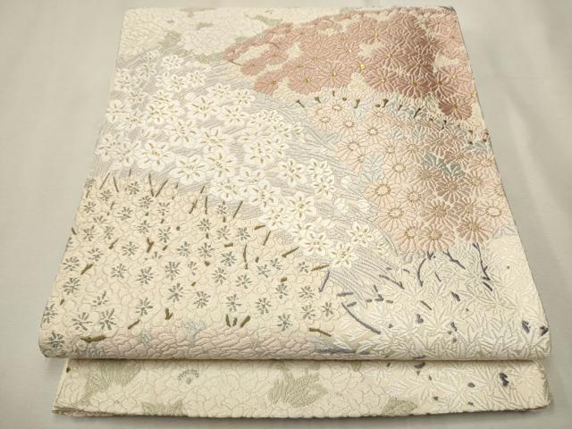 平和屋着物●六通柄袋帯　唐織　舞花尽くし文　正絹　逸品　CAAT1166hy