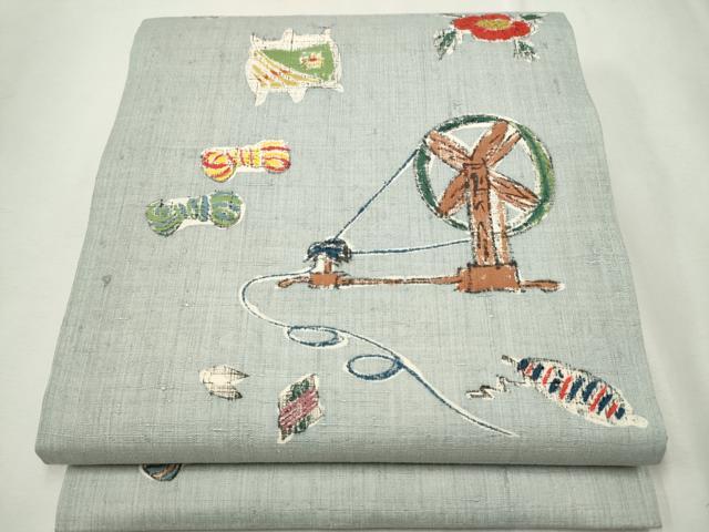 平和屋着物●九寸開き名古屋帯　紬地　糸巻き　正絹　逸品　CAAT1178hy