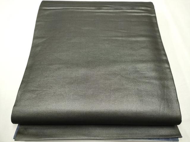 平和屋着物●染色作家　斉藤三才　両面　六通柄袋帯　三才鳥　黒橡色×白鼠色　引箔　正絹　逸品　CAAT1192hy