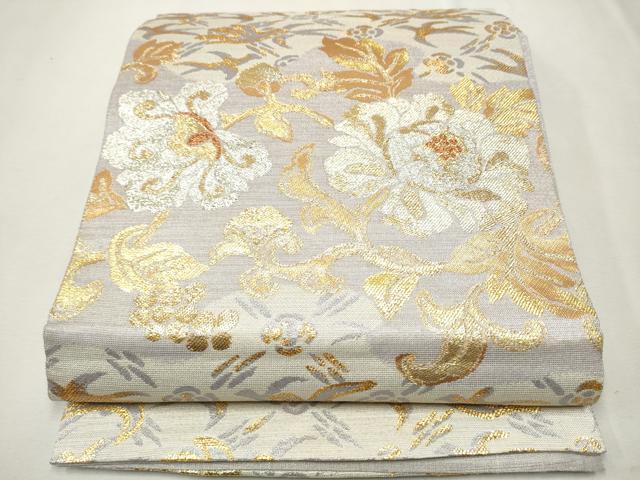 平和屋着物●六通柄袋帯　花鳥文　金銀糸　正絹　逸品　CAAT1200hy