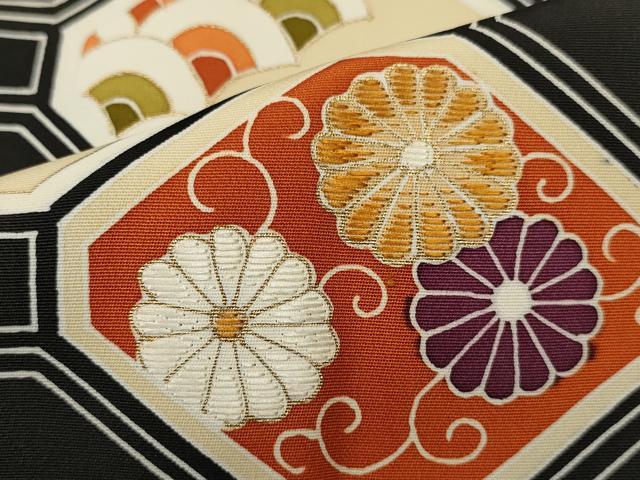 平和屋着物＃羽織　刺繍　蜀江花唐草文　黒地　金彩　正絹　逸品　CAAT5628id 平和屋着物＃羽織 刺繍 蜀江花唐草文 黒地 金彩 正絹 逸品 CAAT5628id