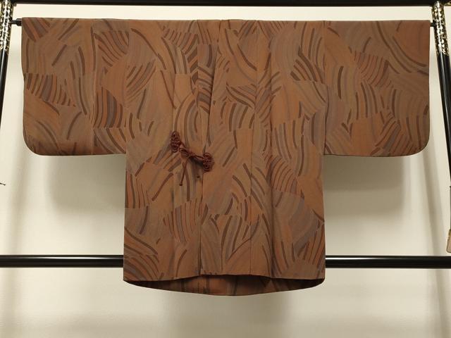 平和屋着物＃男性　道中着　切嵌斜線文　鬼しぼ縮緬　正絹　逸品　CAAT5630id