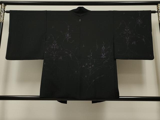 平和屋着物＃羽織　草花文　黒地　正絹　逸品　CAAT5635id 平和屋着物＃羽織 草花文 黒地 正絹 逸品 CAAT5635id