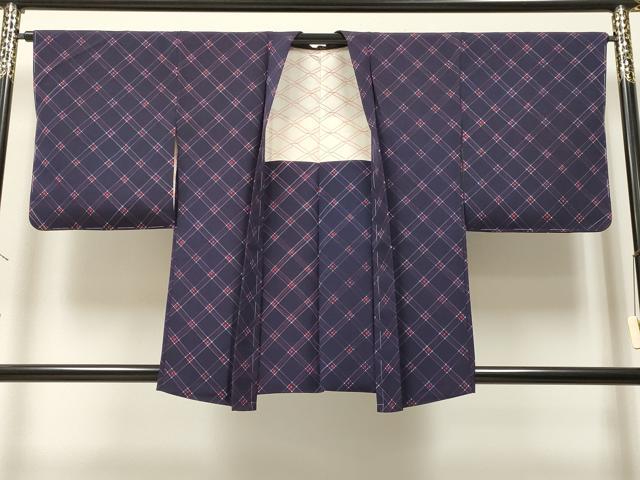 平和屋着物＃羽織　格子柄　正絹　逸品　CAAT5643id