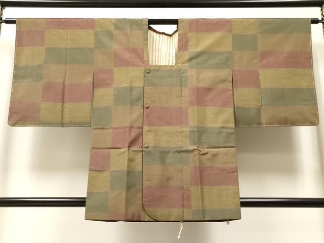 平和屋着物＃道行コート　紬地　横段文　そごう百貨店扱い　正絹　逸品　未使用　CAAT5645id