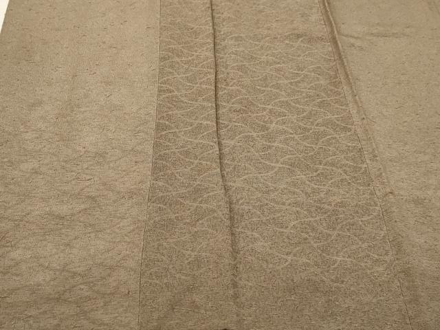 平和屋着物＃道行コート ひげ紬地 幾何学地紋 生壁色 ロング丈