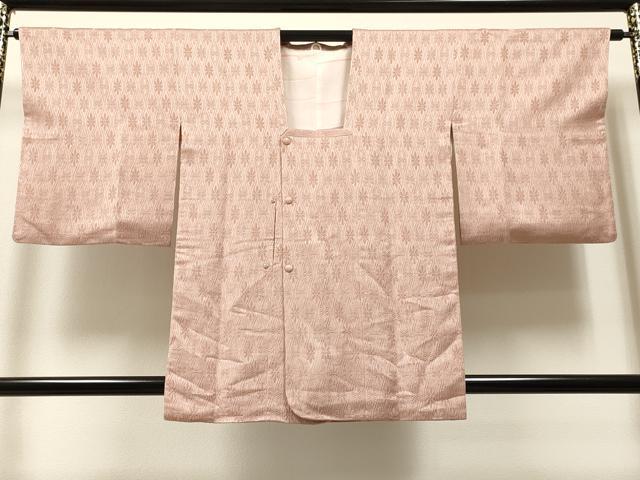 平和屋着物＃道行コート　立涌花地紋　薄柿色　正絹　逸品　CAAT5684id