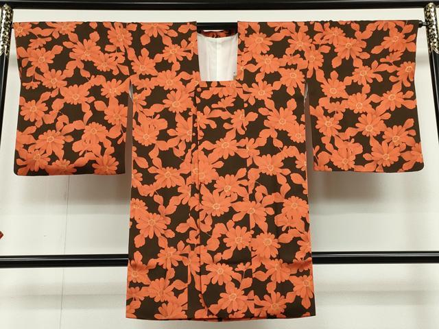 平和屋着物＃道行コート　草花文　金彩　ロング丈　正絹　逸品　CAAT5730id