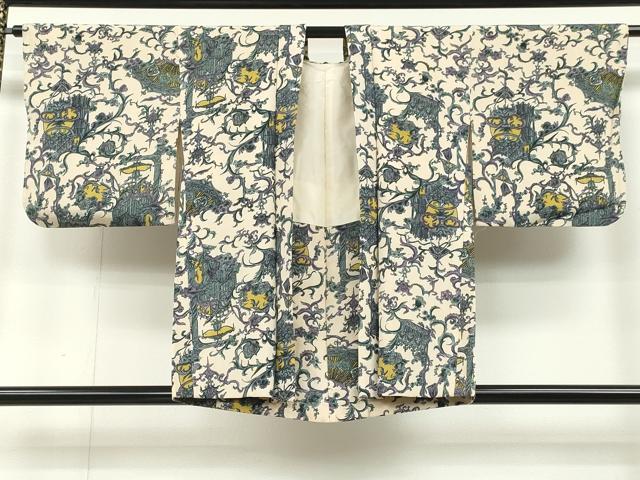 平和屋着物＃羽織　蔦の葉花文　銀彩　正絹　逸品　CAAT5758id