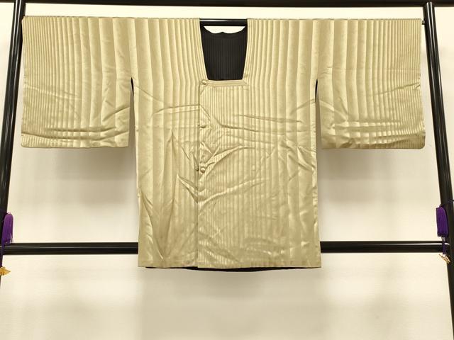 平和屋着物＃道行コート　リバーシブル　作家物　霞地紋　榛色　黒地　正絹　逸品　CAAT5786id