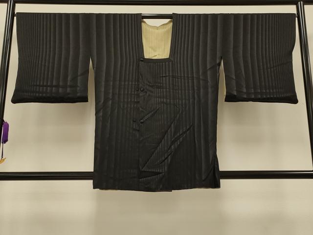 平和屋着物＃道行コート　リバーシブル　作家物　霞地紋　榛色　黒地　正絹　逸品　CAAT5786id 平和屋着物＃道行コート リバーシブル 作家物 霞地紋 榛色 黒地 正絹