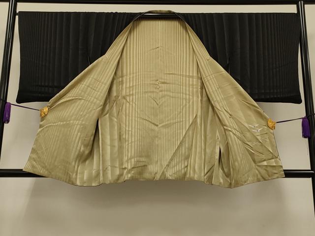 平和屋着物＃道行コート リバーシブル 作家物 霞地紋 榛色 黒地 正絹