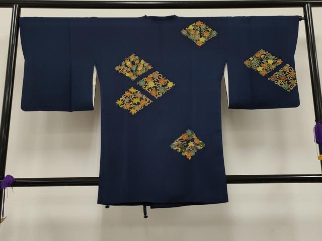 平和屋着物＃道行コート　流水花唐草菱文　正絹　逸品　CAAT5807id