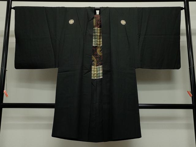 平和屋着物＃男性　長羽織　黒紋付き　正絹　逸品　CAAT5826id