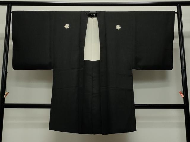 平和屋着物＃男性　長羽織　黒紋付き　正絹　逸品　CAAT5827id