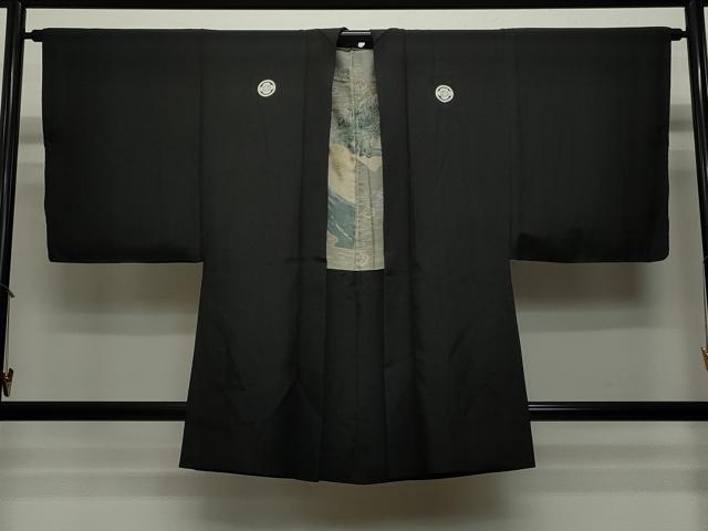 平和屋着物＃男性　長羽織　黒紋付き　正絹　逸品　CAAT5841id